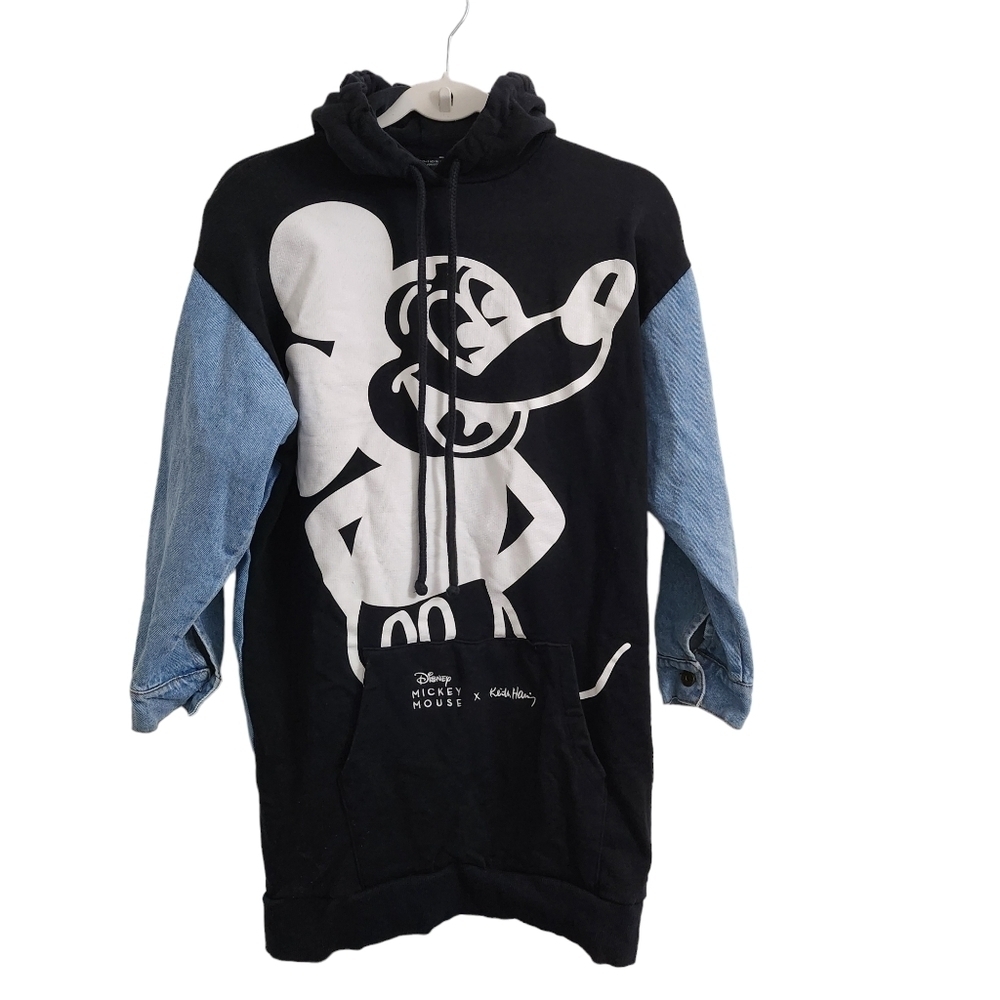 Zara Disney Mickey‎ Mouse x Keith Sweater S Black Blue Haring Denim Hoodie RARE